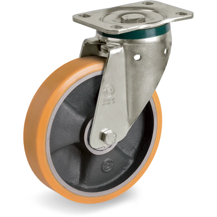 Tellure Rôta 657436 – Rueda giratoria de poliuretano TR Ø200×45 mm