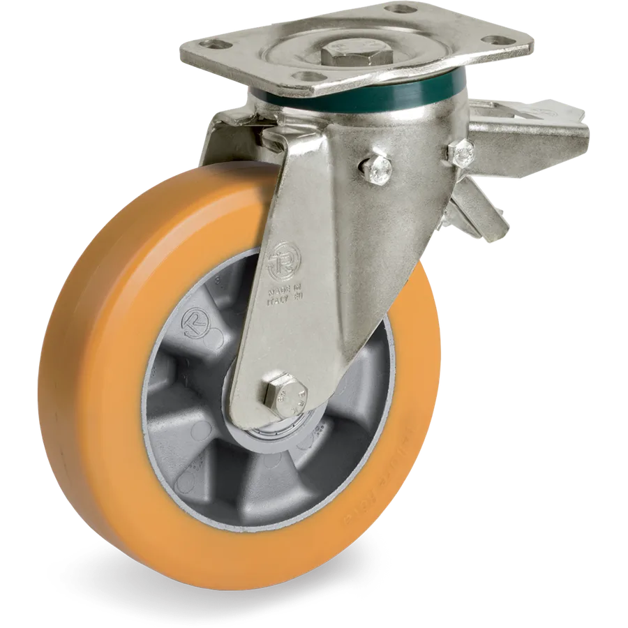 Tellure Rôta 655533 – TR polyurethane swivel castor Ø125×40 mm with brake