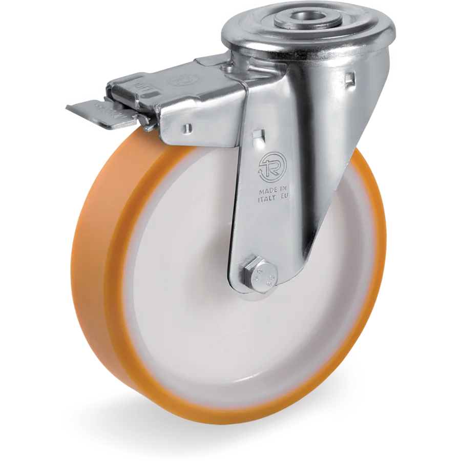 Tellure Rôta 666424 – TR polyurethane swivel castor Ø150×40 mm with brake