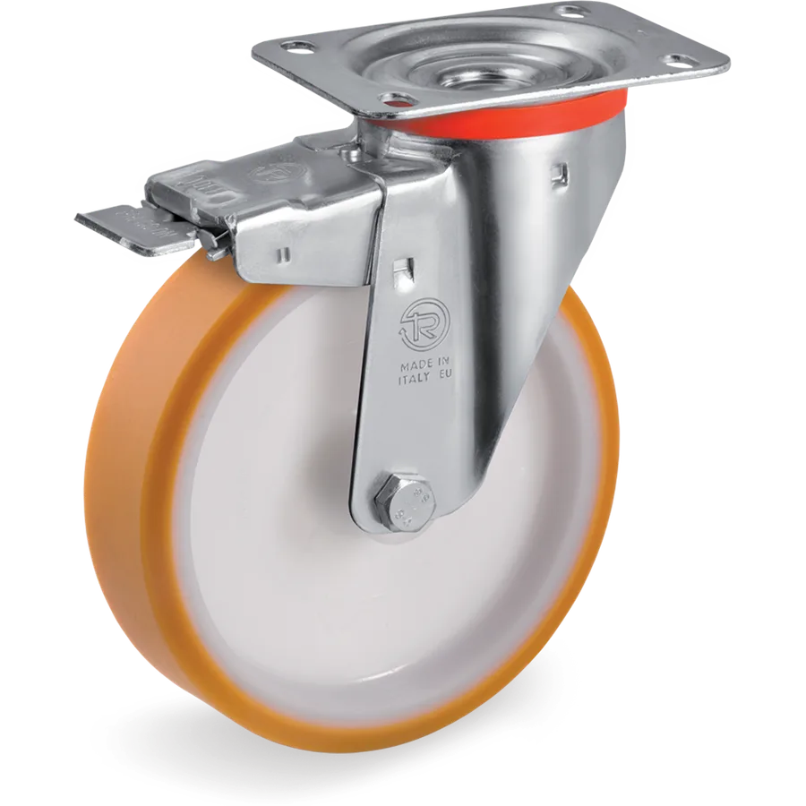 Tellure Rôta 666622 – Rueda giratoria de poliuretano TR Ø100×30 mm con freno
