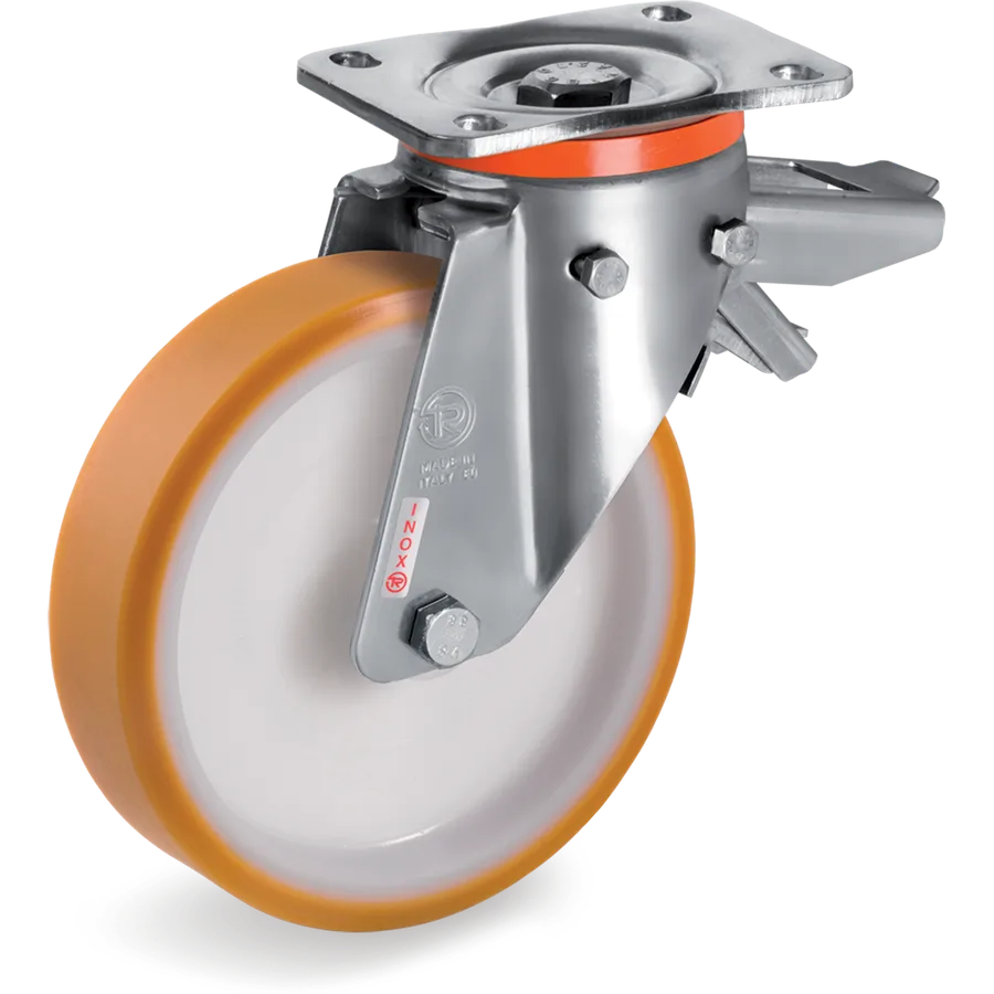 Tellure Rôta 667214 – TR polyurethane swivel castor Ø150×40 mm with brake
