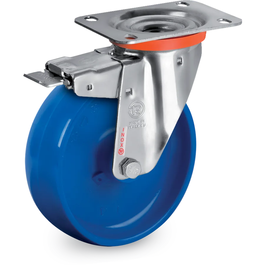 Tellure Rôta 689001BLU – Rueda giratoria de poliamida 6 Ø80×30 mm con freno