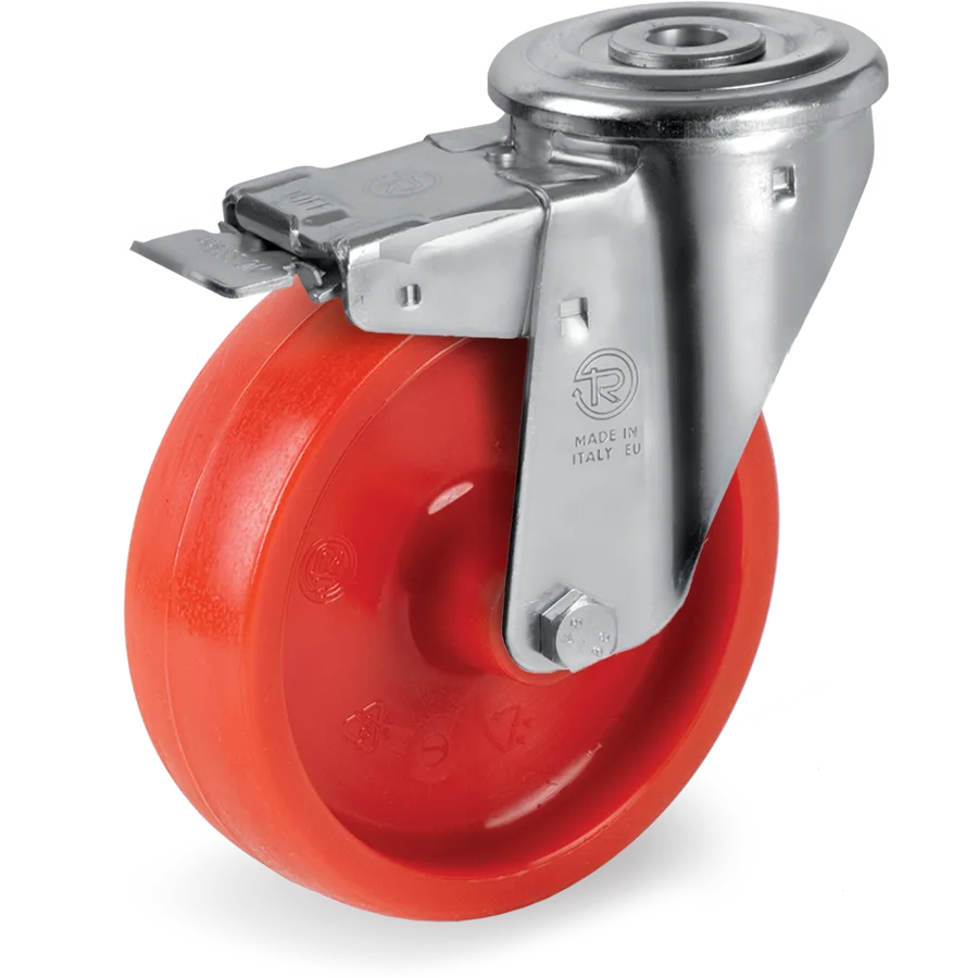 Tellure Rôta 686703RED – Rueda giratoria de poliamida 6 Ø125×38 mm con freno