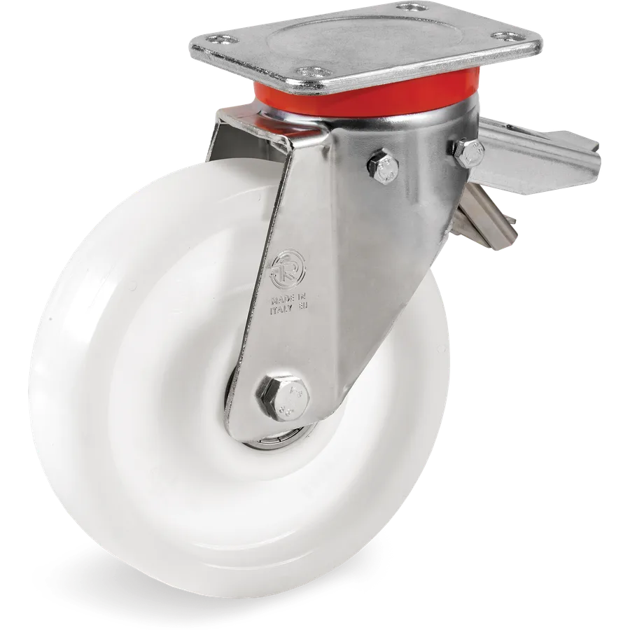 Tellure Rôta 682946 – Rueda giratoria de poliamida 6 Ø200×50 mm con freno