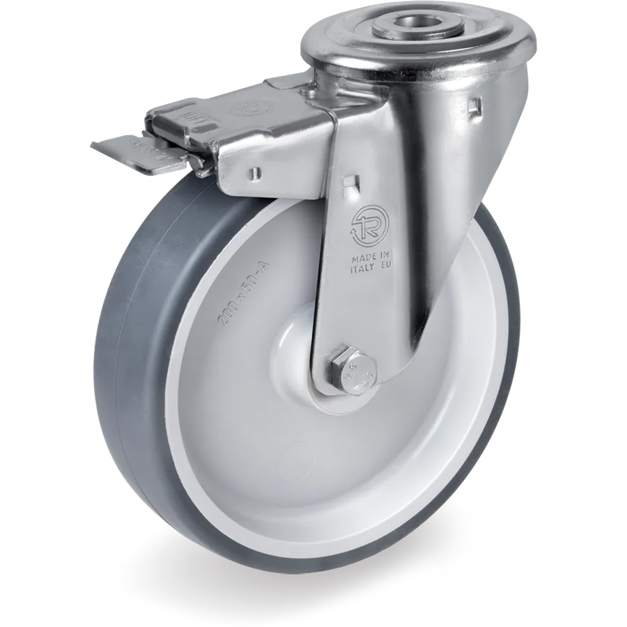 Tellure Rôta 716522 – Thermoplastic rubber swivel castor Ø100×30 mm with brake