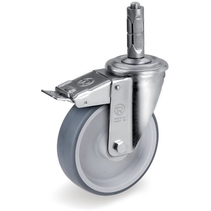 Tellure Rôta 719302 – Thermoplastic rubber swivel castor Ø100×30 mm with brake