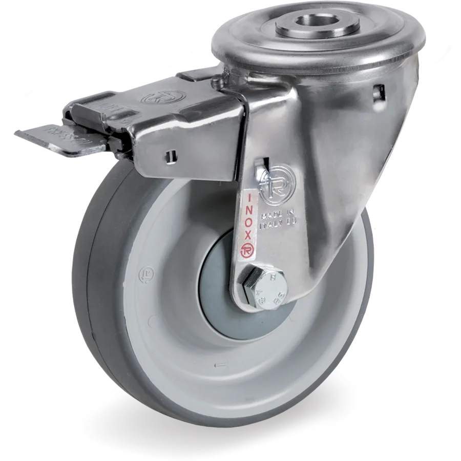 Tellure Rôta 716541 – Rueda giratoria de goma termoplástica Ø150×45 mm con freno