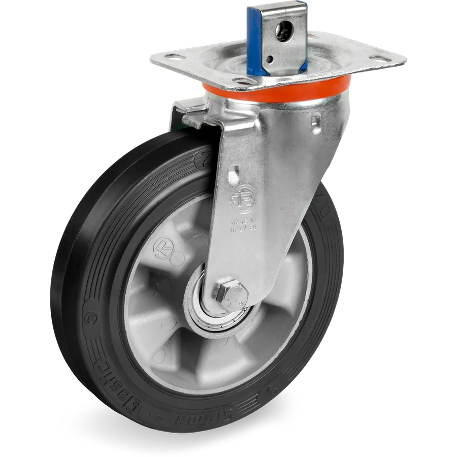 Tellure Rôta 724703 – Elastic rubber swivel castor Ø125×40 mm with brake