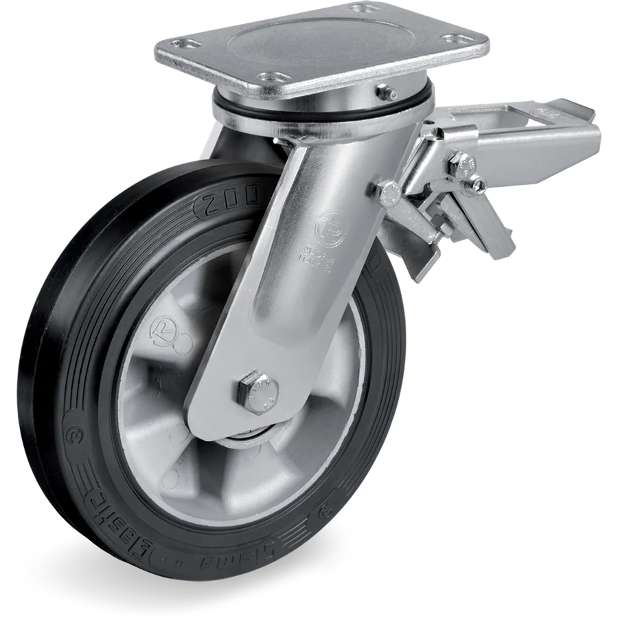 Tellure Rôta 728607 – Elastic rubber swivel castor Ø250×50 mm with brake