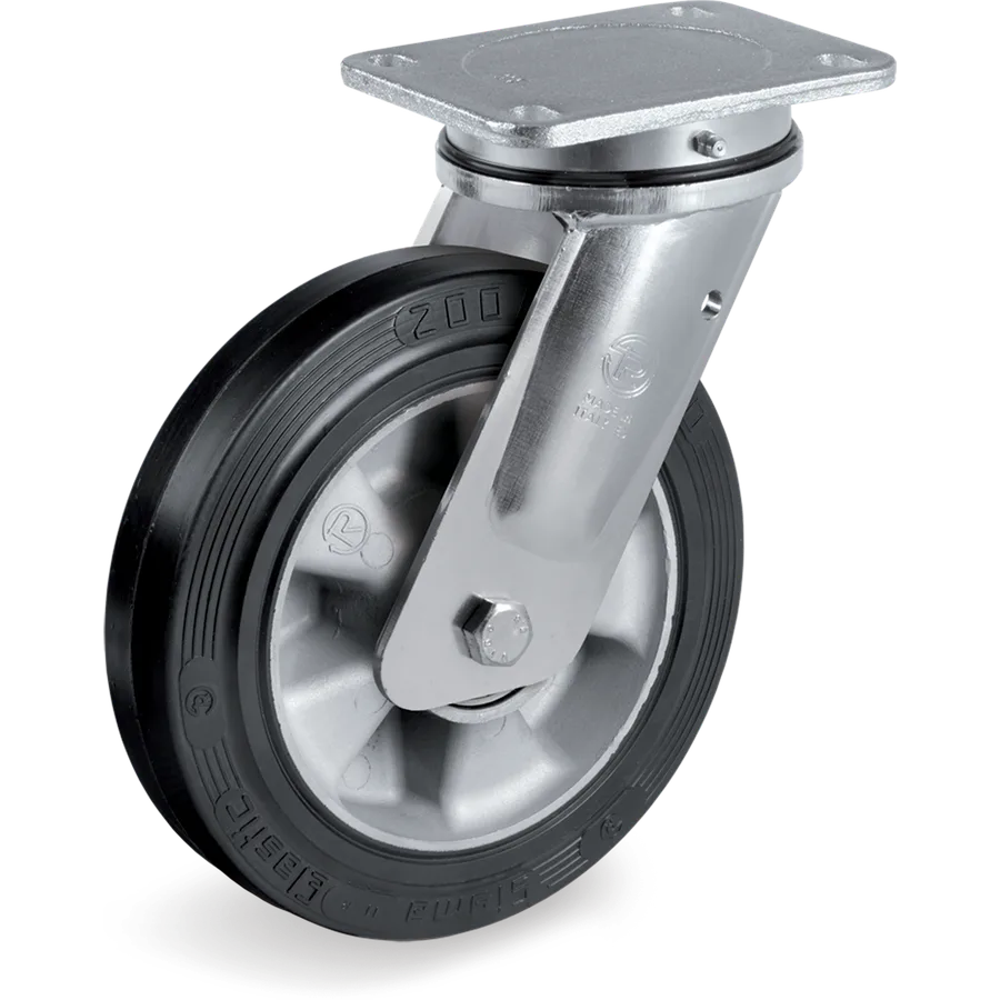 Tellure Rôta 728303B4 – Rueda giratoria de goma elástica Ø125×50 mm