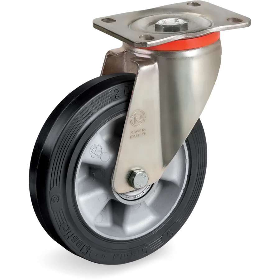 Tellure Rôta 727602 – Rueda giratoria de goma elástica Ø100×40 mm