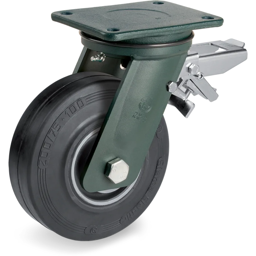 Tellure Rôta 729616 – Rueda giratoria de goma elástica Ø200×75 mm con freno
