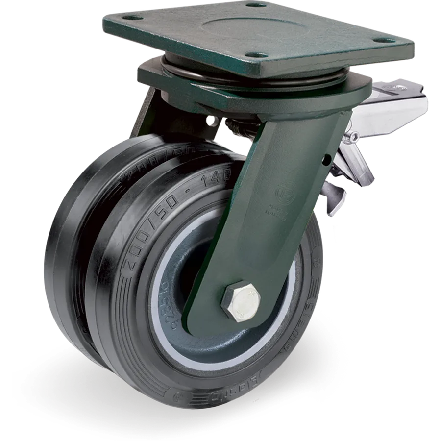 Tellure Rôta 728776 – Elastic rubber swivel castor Ø200 mm with brake