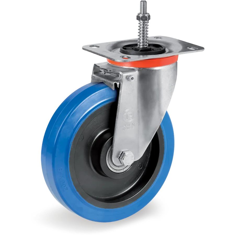 Tellure Rôta 734806AE – Rueda giratoria de goma elástica Ø200×50 mm con freno
