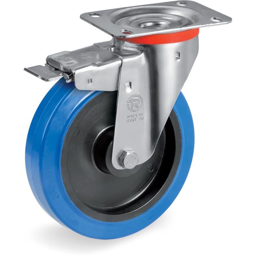 Tellure Rôta 735202AE – Rueda giratoria de goma elástica Ø100×36 mm con freno