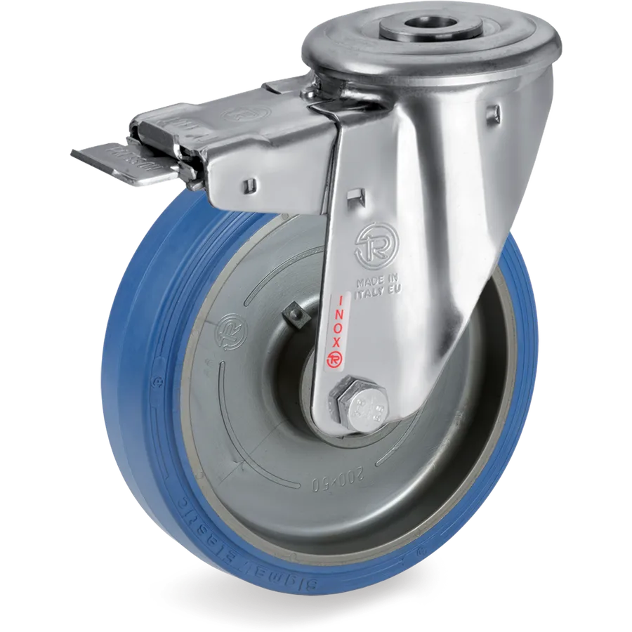 Tellure Rôta 738503 – Rueda giratoria de goma elástica Ø125×40 mm con freno