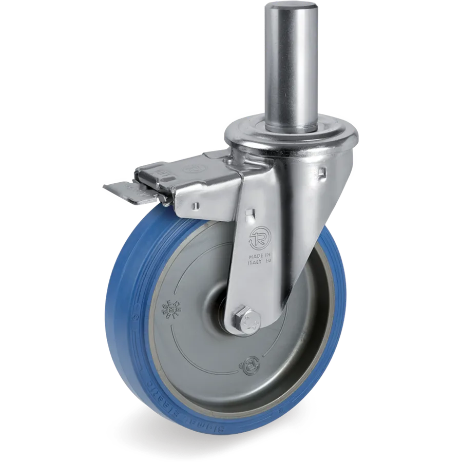 Tellure Rôta 738804 – Rueda giratoria de goma elástica Ø160×50 mm con freno