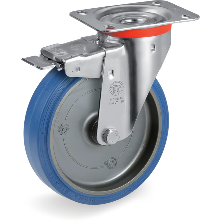Tellure Rôta 735502 – Rueda giratoria de goma elástica Ø100×40 mm con freno