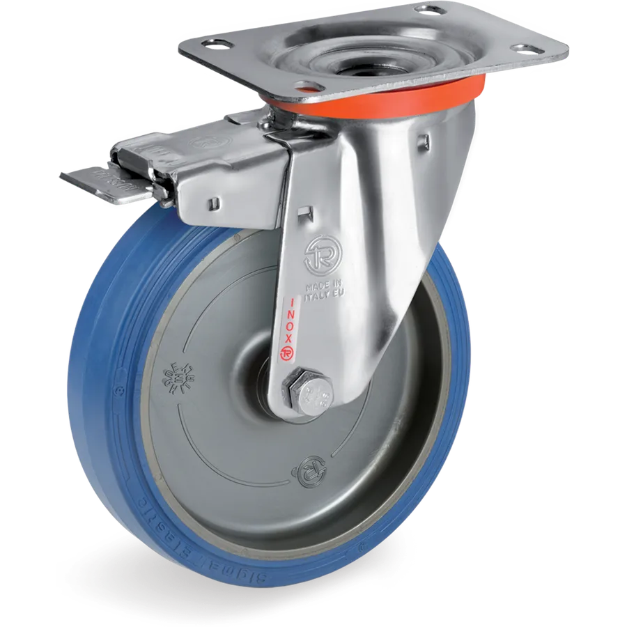Tellure Rôta 739902 – Elastic rubber swivel castor Ø100×40 mm with brake