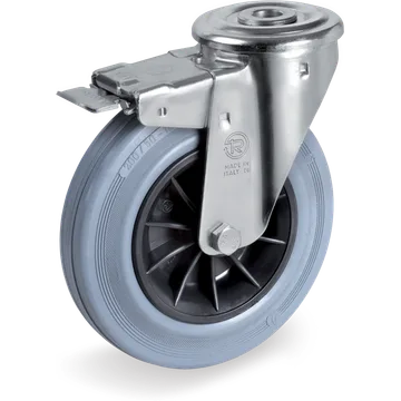 Rubber swivel castor Ø140×37.5 mm with brake