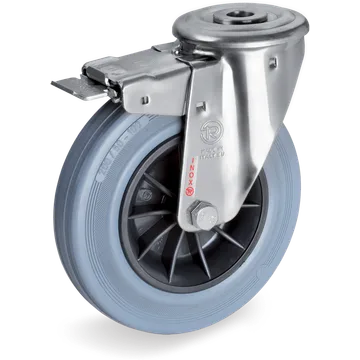 Rubber swivel castor Ø80×25 mm with brake