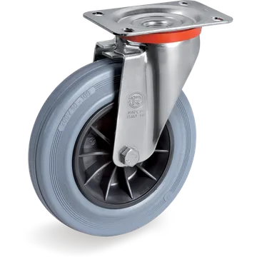 Rubber swivel castor Ø80×25 mm