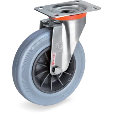 Rubber swivel castor Ø80×25 mm