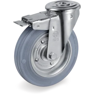 Rubber swivel castor Ø140×37.5 mm with brake