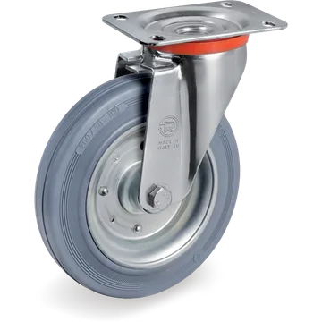 Rubber swivel castor Ø80×25 mm