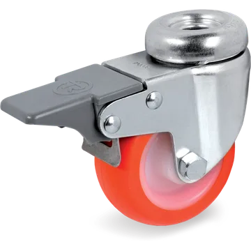 Rueda giratoria de poliuretano termoplástico Ø75×23 mm con freno
