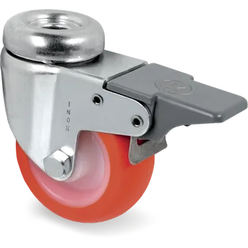 Rueda giratoria de poliuretano termoplástico Ø75×23 mm con freno