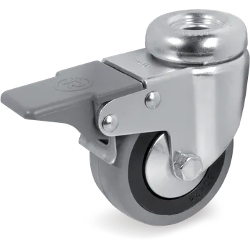Rueda giratoria de goma Ø125×30 mm con freno