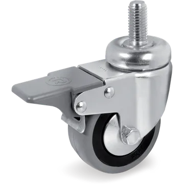 Rueda giratoria de goma Ø80×24 mm con freno