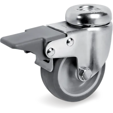Rueda giratoria de goma termoplástica Ø80×24 mm con freno