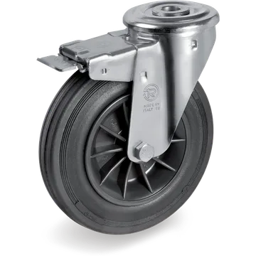 Rubber swivel castor Ø140×37.5 mm with brake
