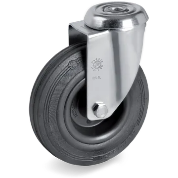 Rubber swivel castor Ø125×37.5 mm