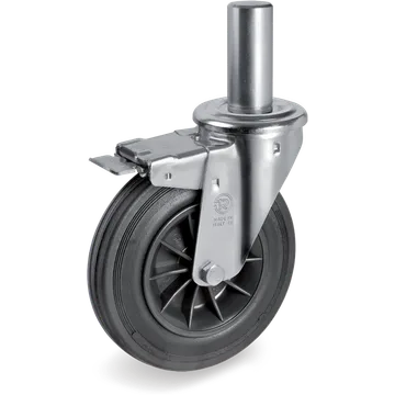 Rubber swivel castor Ø150×40 mm with brake