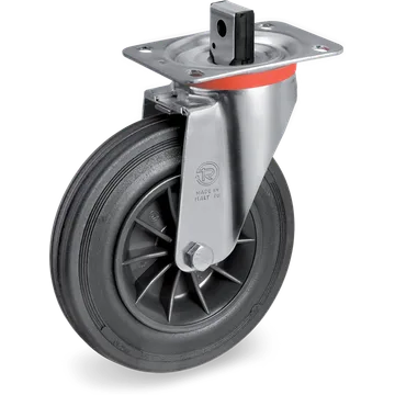 Rueda giratoria de goma Ø200×50 mm con freno