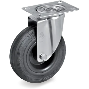 Rubber swivel castor Ø125×37.5 mm