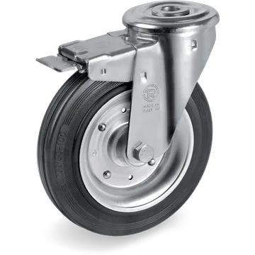 Rubber swivel castor Ø140×37.5 mm with brake