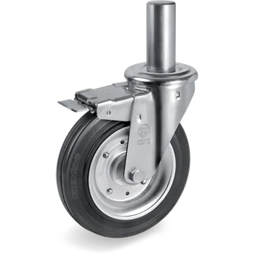 Rubber swivel castor Ø160×40 mm with brake
