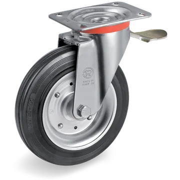 Rubber swivel castor Ø160×40 mm with brake