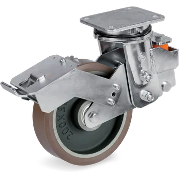 Rueda giratoria de poliuretano TR-PowerHigh Ø200×50 mm con freno