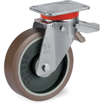 Rueda giratoria de poliuretano TR-PowerHigh Ø160×50 mm con freno