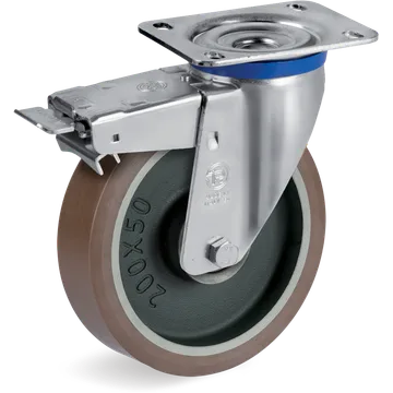 TR-PowerHigh polyurethane swivel castor Ø200×50 mm with brake