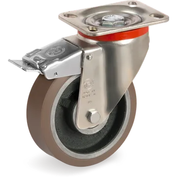 TR-PowerHigh polyurethane swivel castor Ø100×38 mm with brake