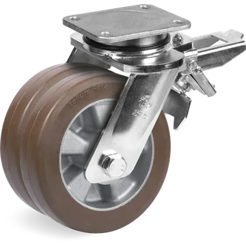 Rueda giratoria de poliuretano TR-PowerHigh Ø200 mm con freno