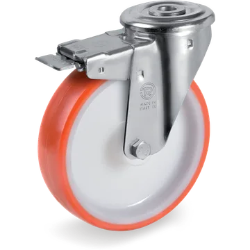 Rueda giratoria de poliuretano termoplástico Ø80×30 mm con freno