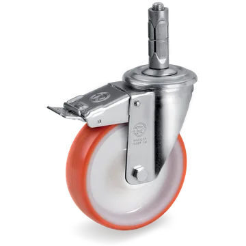 Rueda giratoria de poliuretano termoplástico Ø80×30 mm con freno