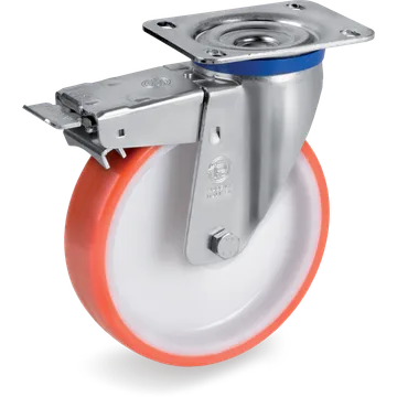 Thermoplastic polyurethane swivel castor Ø200×50 mm with brake